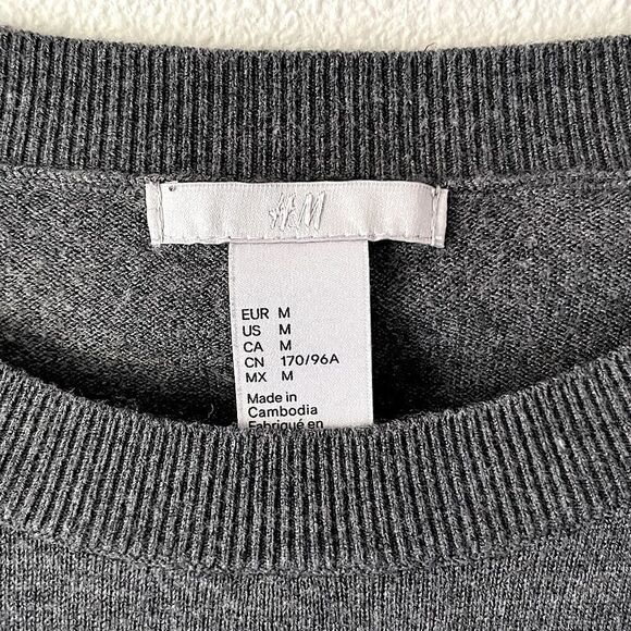 H&M Gray, Soft, Wool-Blend, Long-Sleeve, Thin Sweater. Size Medium. - Picture 3 of 5